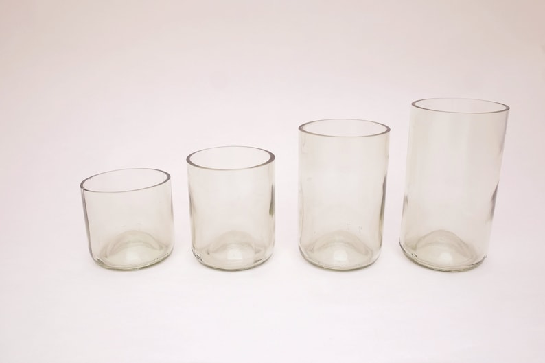 8, 10, 12, 16 Ounce Clear Wine Bottle Glasses | Upcycled Tumblers | Cups