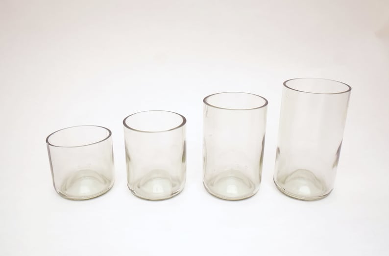 8, 10, 12, 16 Ounce Clear Wine Bottle Glasses | Upcycled Tumblers | Cups