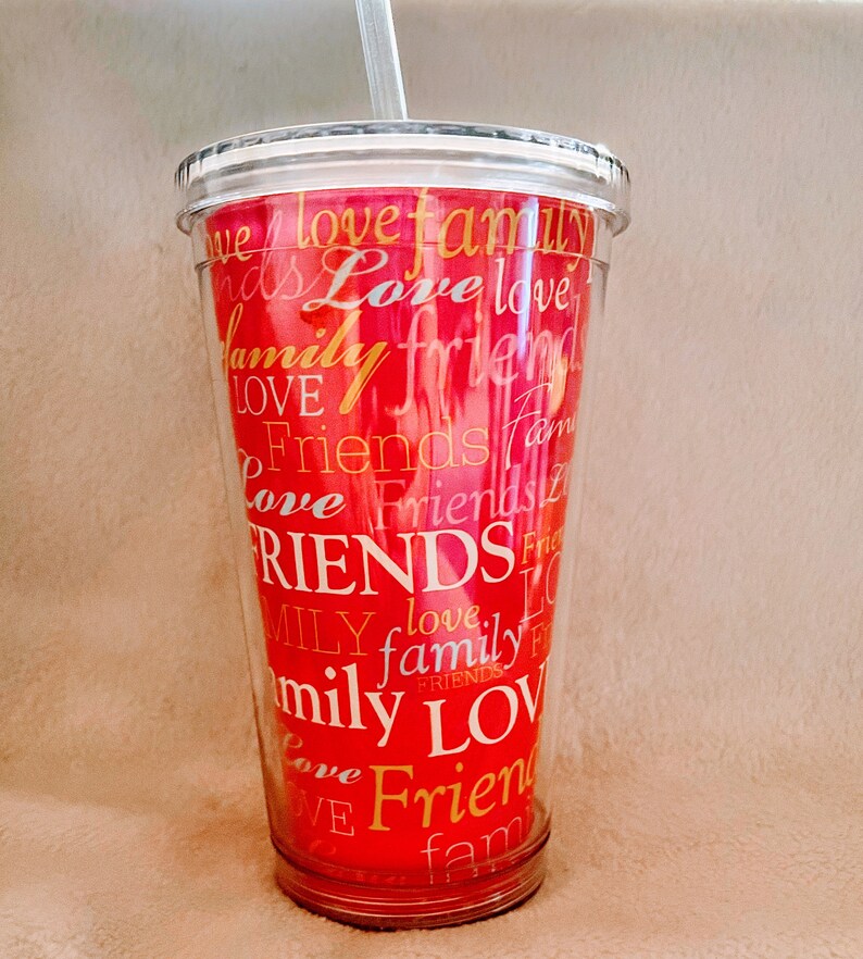 16 oz Plastic Tumbler with Straw – Custom Photo or Monogram Insert – Personalized Gifts for Teams, Teachers, Events, and Fundraisers