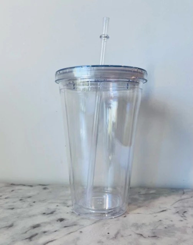 Acrylic Glitter Snow Globe Tumbler, Double Walled, Iced Coffee Blank