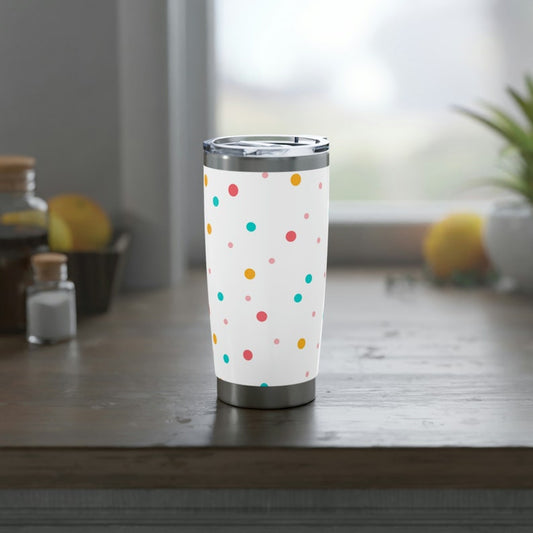Dot 20 oz tumbler, polka dot tumbler, vacuum sealed pattern tumbler, polka dot 20 oz, 20 oz tumbler, dot tumbler, dot cup