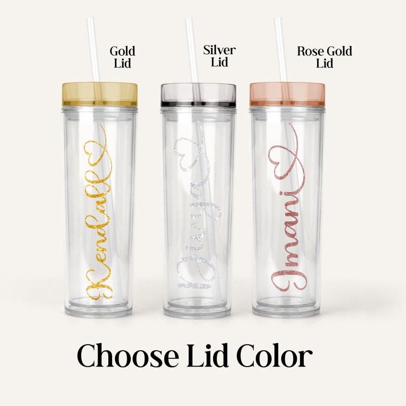 Personalized Tumbler with Lid and Straw, a Skinny Acrylic Clear Water Bottle | Use as Gift for Her, Bridal Party Gift, Bridesmaid Proposal