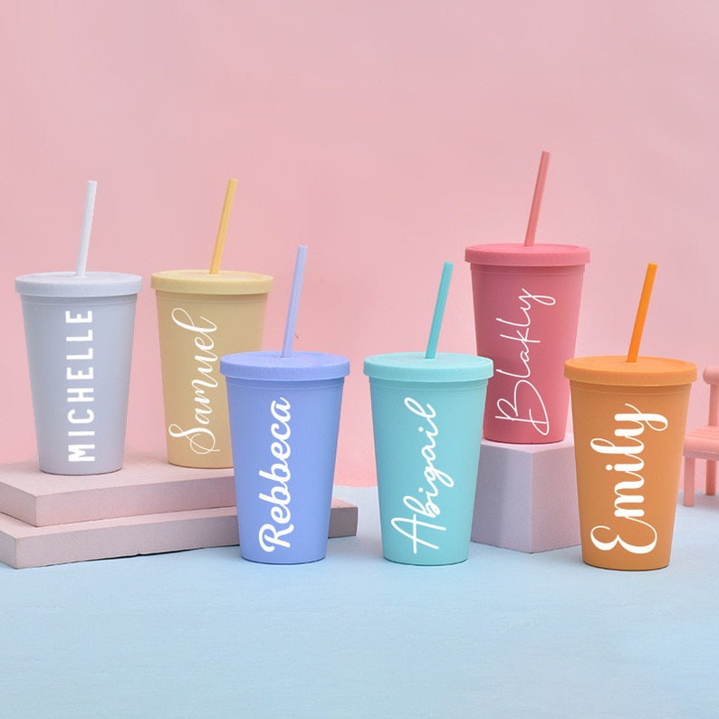 Personalized Tumbler With Straw 16oz Acrylic Bridesmaid Cups Personalized Cups Bachelorette Party Favors
