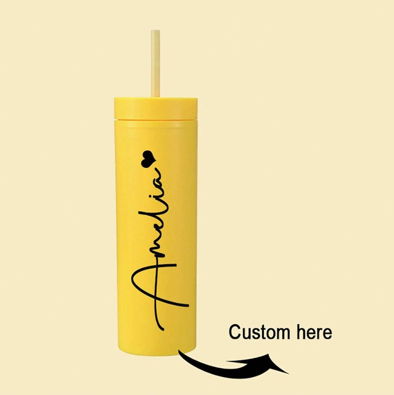 Personalized Name Skinny 16 oz Tumbler With Straw, Custom Name Gift, Back to School, Bride Groom Gift, Beach Cup, Wedding Anniversary Gift