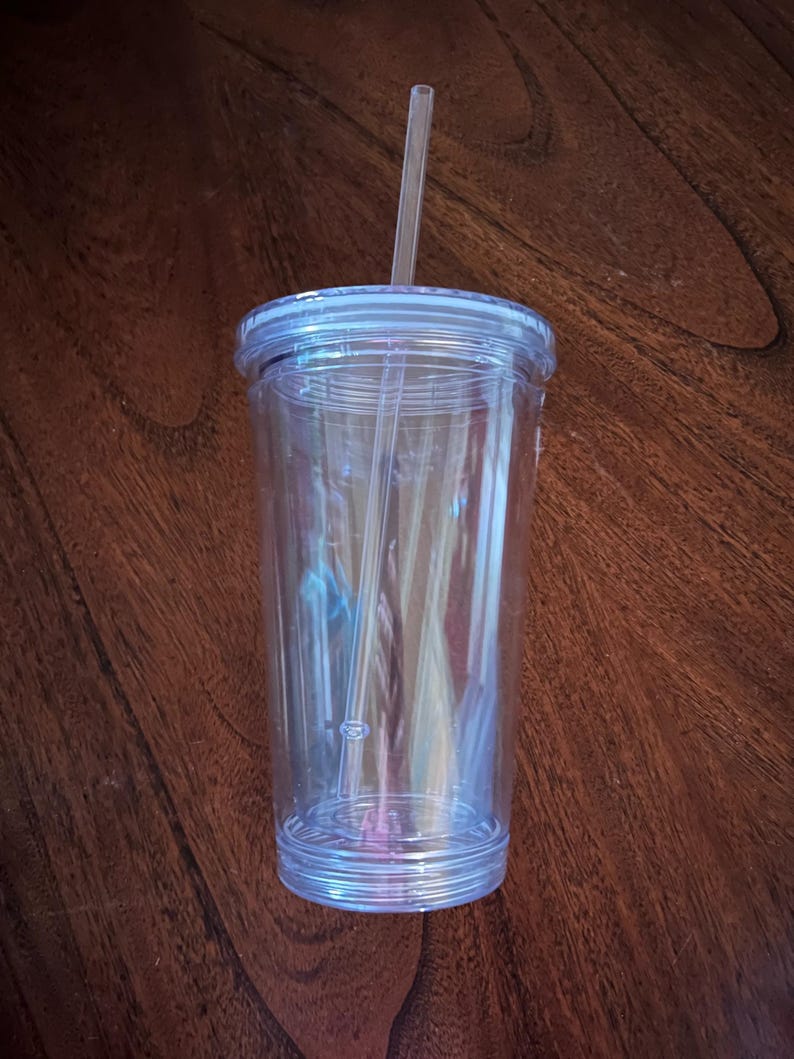 16 oz Plastic Tumbler with Straw – Custom Photo or Monogram Insert – Personalized Gifts for Teams, Teachers, Events, and Fundraisers
