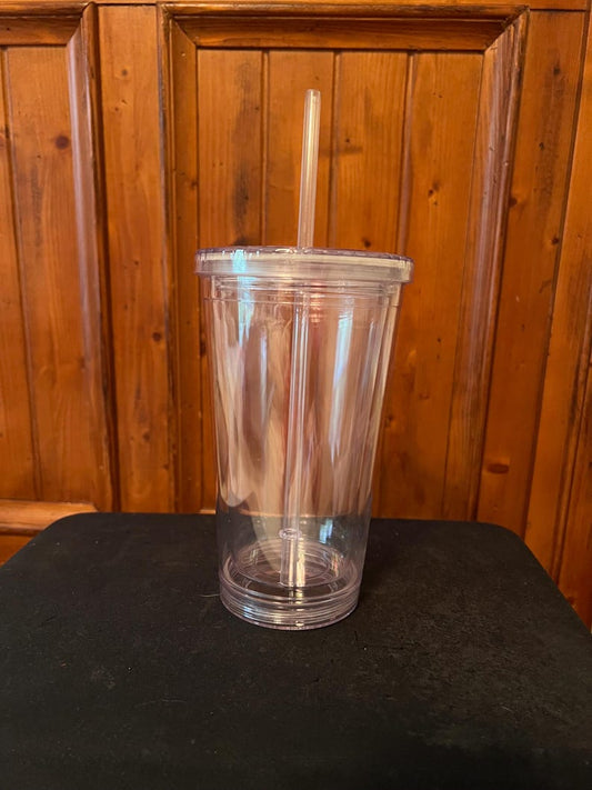 16 oz Plastic Tumbler with Straw – Custom Photo or Monogram Insert – Personalized Gifts for Teams, Teachers, Events, and Fundraisers