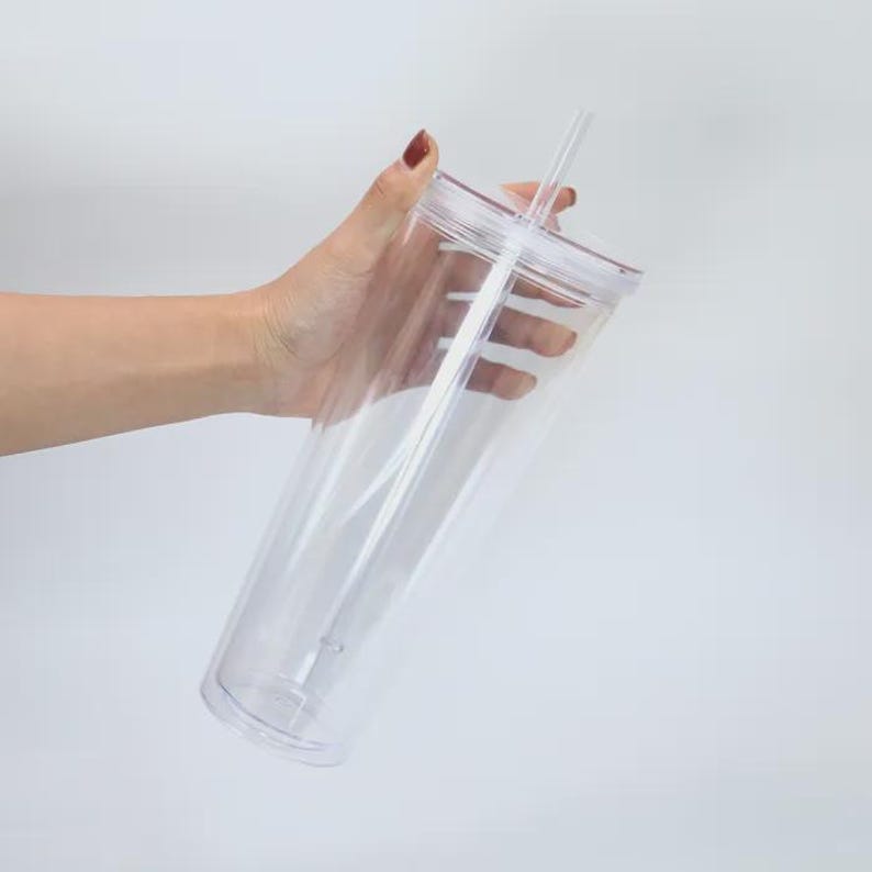 Clear 24oz Double Wall Insulated Acrylic Plastic Cup | Snow Globe Tumbler