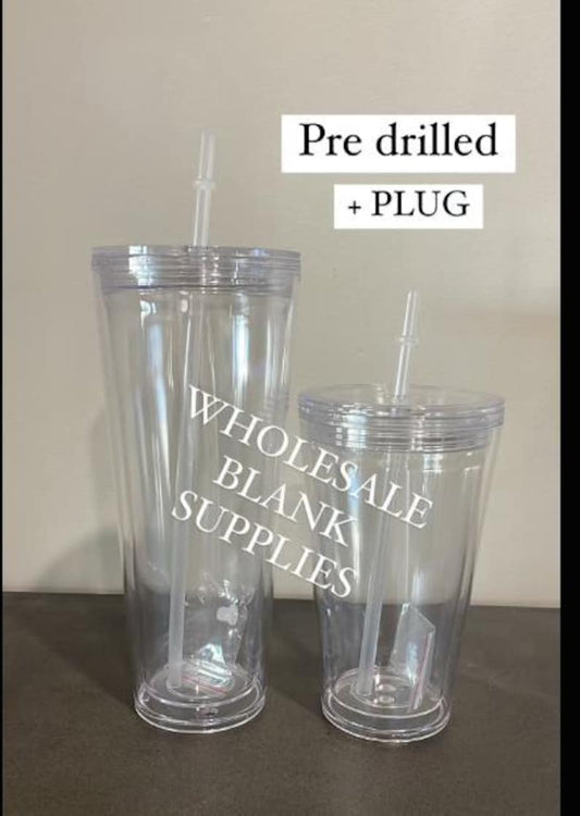 Glitter Snow Globe Tumbler: 16oz Acrylic Double Walled, Pre-Drilled