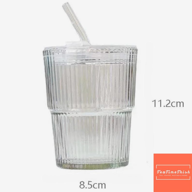 450ml Glass Cup with Lid & Straw Leakproof Iced Coffee Mug Tea Cup Reusable Drinking Glass Heat Resistant Water Bottle Drinkware