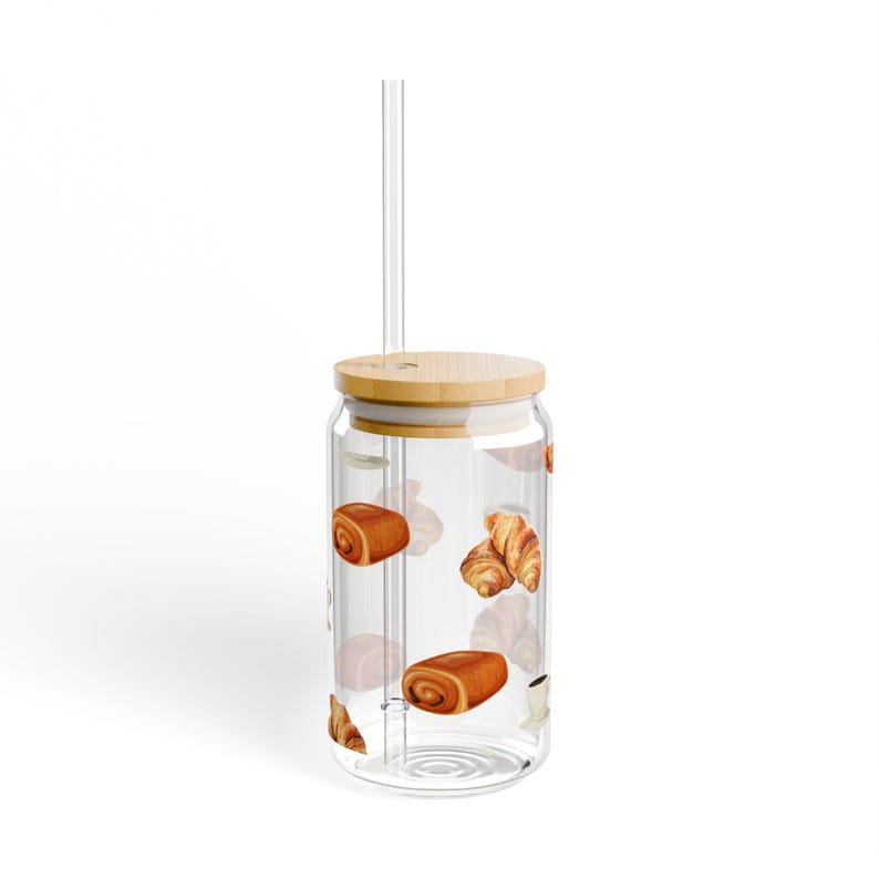 Crescent pattern straw glass 473 ml | Clear tumbler with straw