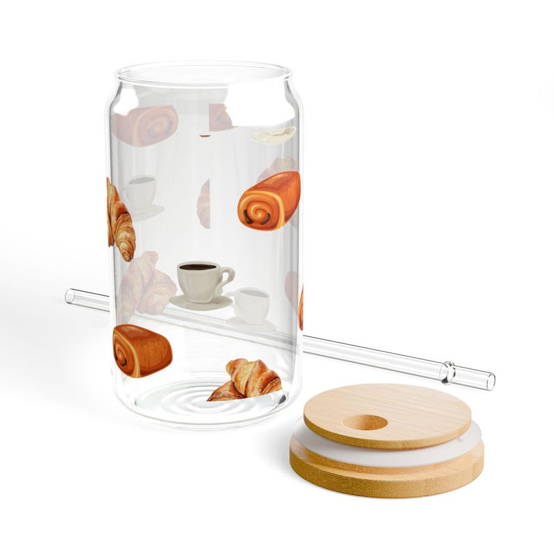 Crescent pattern straw glass 473 ml | Clear tumbler with straw