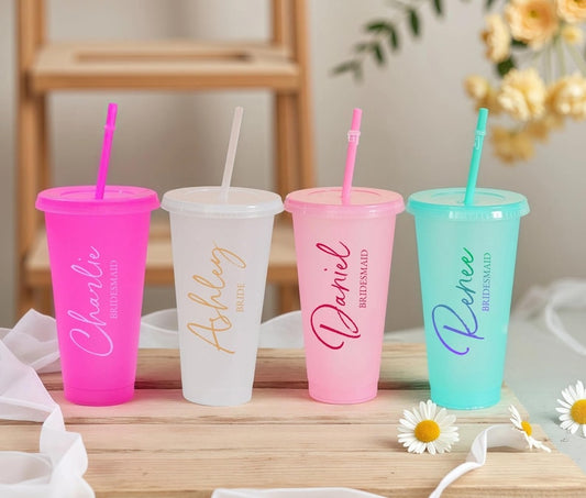 Custom Name 24oz Tumbler,Bridesmaid Proposal Gift,Bachelorette Party Cups,Name Cold Cup with Lid and Straw,Party Favor,Reusable Drink ware