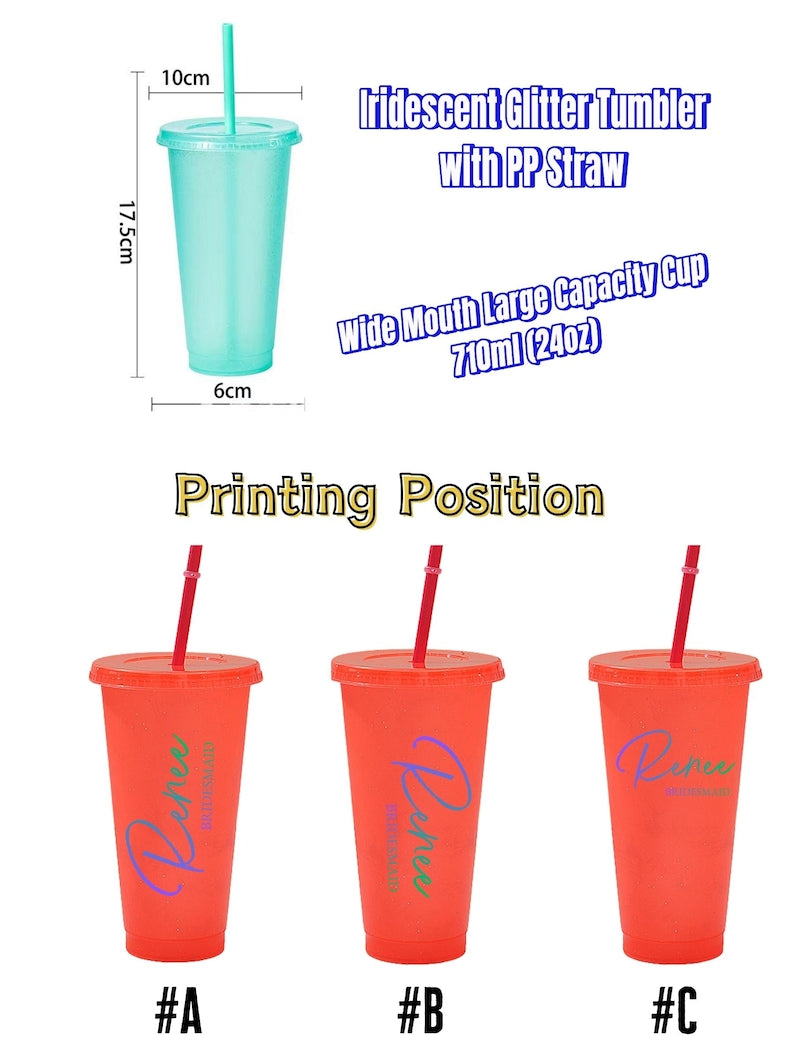 Custom Name 24oz Tumbler,Bridesmaid Proposal Gift,Bachelorette Party Cups,Name Cold Cup with Lid and Straw,Party Favor,Reusable Drink ware