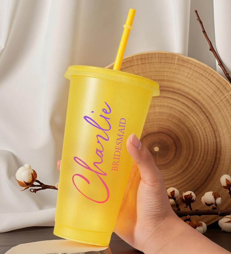 Custom Name 24oz Tumbler,Bridesmaid Proposal Gift,Bachelorette Party Cups,Name Cold Cup with Lid and Straw,Party Favor,Reusable Drink ware