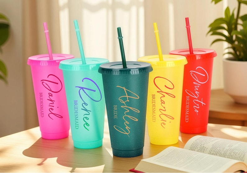 Custom Name 24oz Tumbler,Bridesmaid Proposal Gift,Bachelorette Party Cups,Name Cold Cup with Lid and Straw,Party Favor,Reusable Drink ware